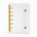 Gold A7 Clear Double-Snap 6-Ring Planner Binder Cover on a white background