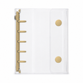 Gold M5 Clear Double-Snap 5-Ring Planner Binder Cover on a white background