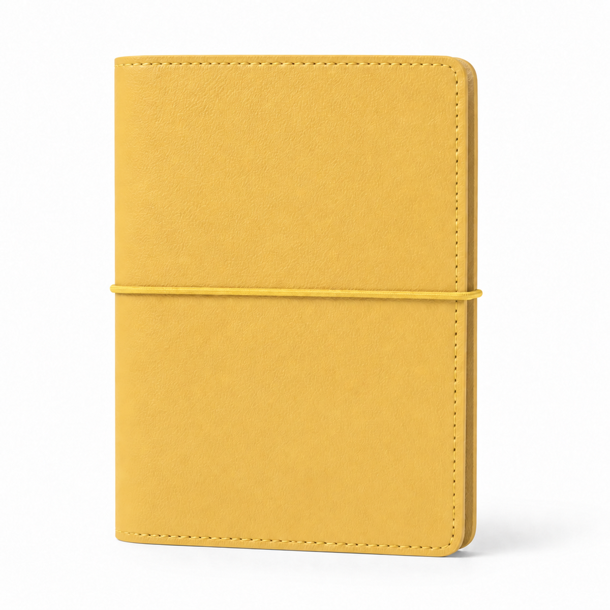 Butter Yellow A7 Pocket six-ring planner cover with elastic closure on a white background