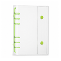 Green A6 Clear Double-Snap 6-Ring Planner Binder Cover on a white background