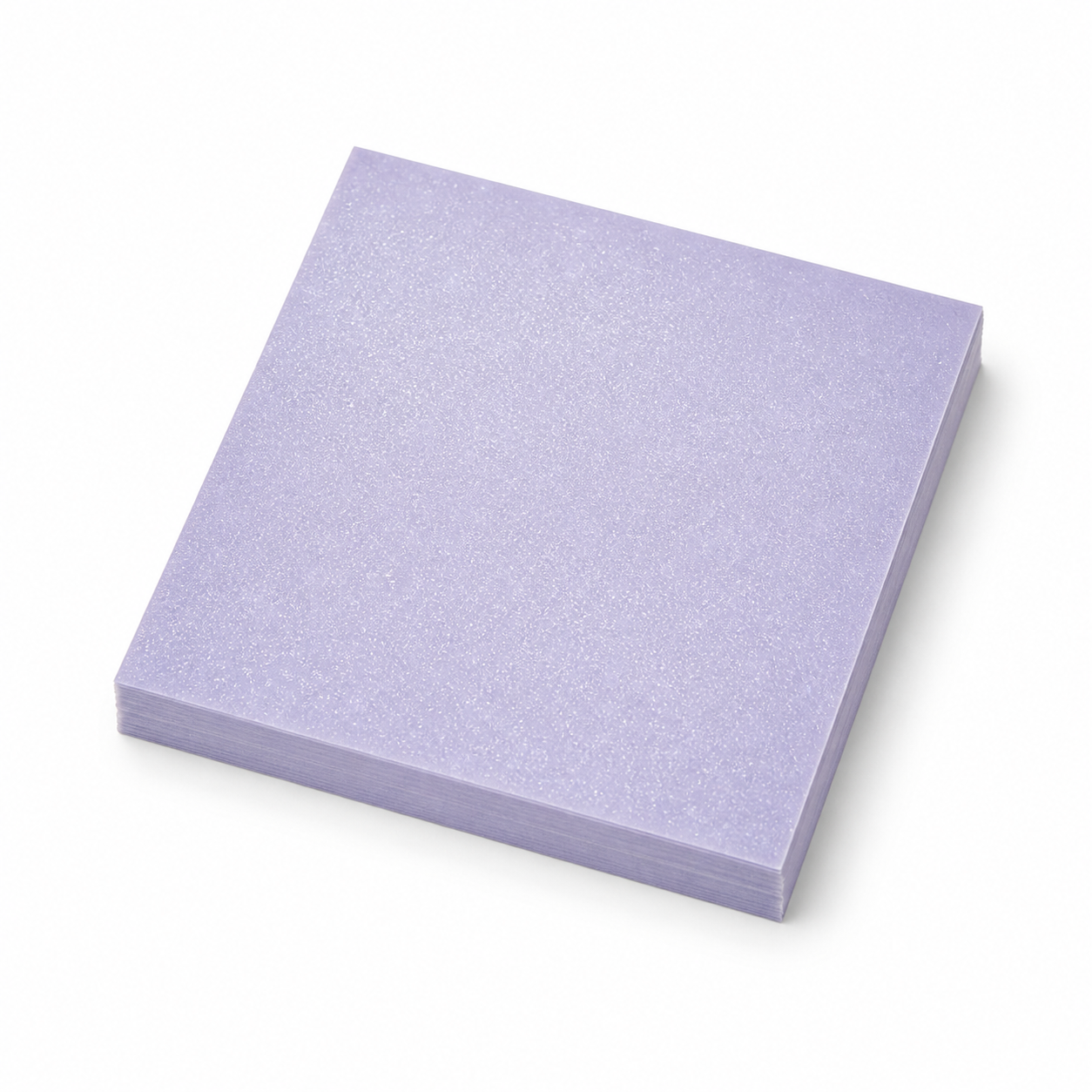 Lavender purple pearl glitter transparent sticky notes in a medium square shape