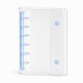 Light Blue A7 Clear Double-Snap 6-Ring Planner Binder Cover on a white background