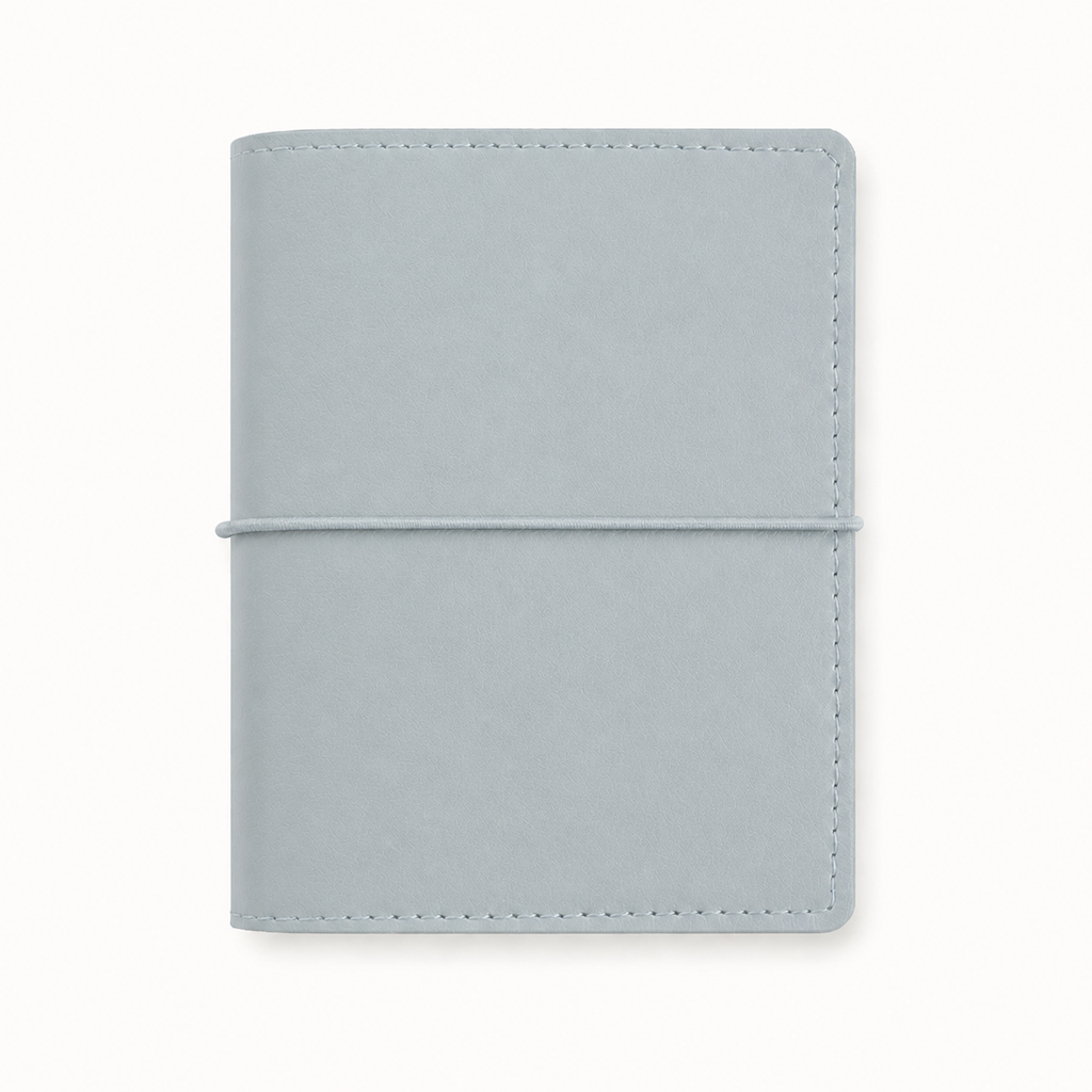 Light Blue M5 Soft Palette five-ring planner binder cover on a warm white background