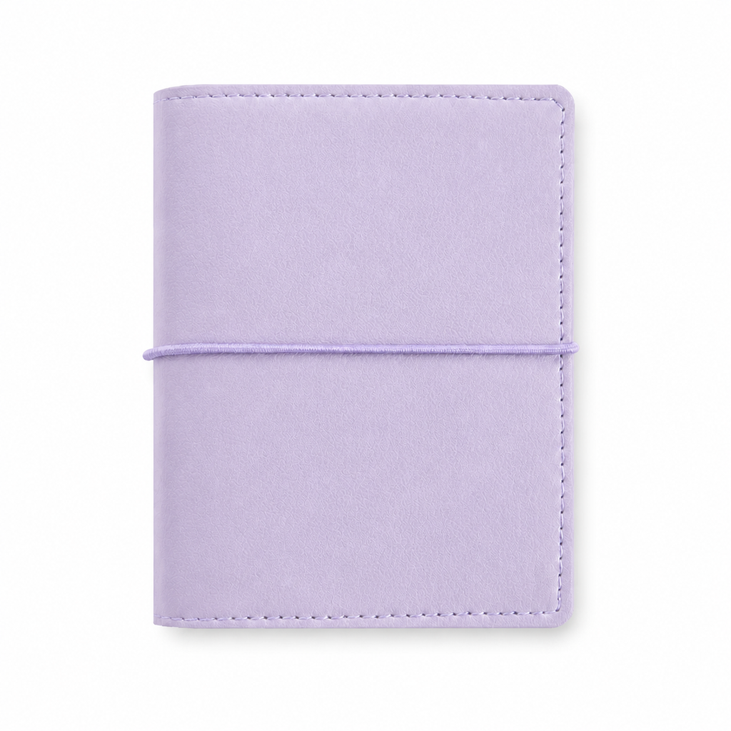 Light Purple M5 Wide five-ring planner cover with elastic closure on a white background