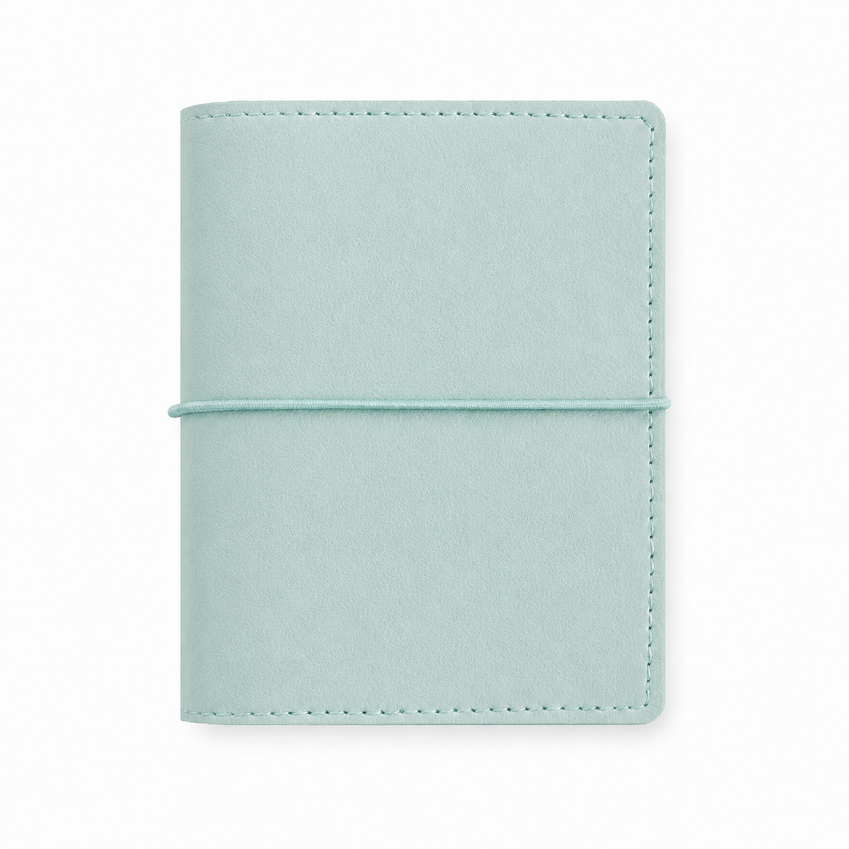 Light Teal M5 Wide five-ring planner cover with elastic closure on a white background