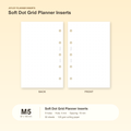 Soft dot grid planner inserts in JOYJOY M5 size, 67 x 105 mm, five hole, 50 sheets