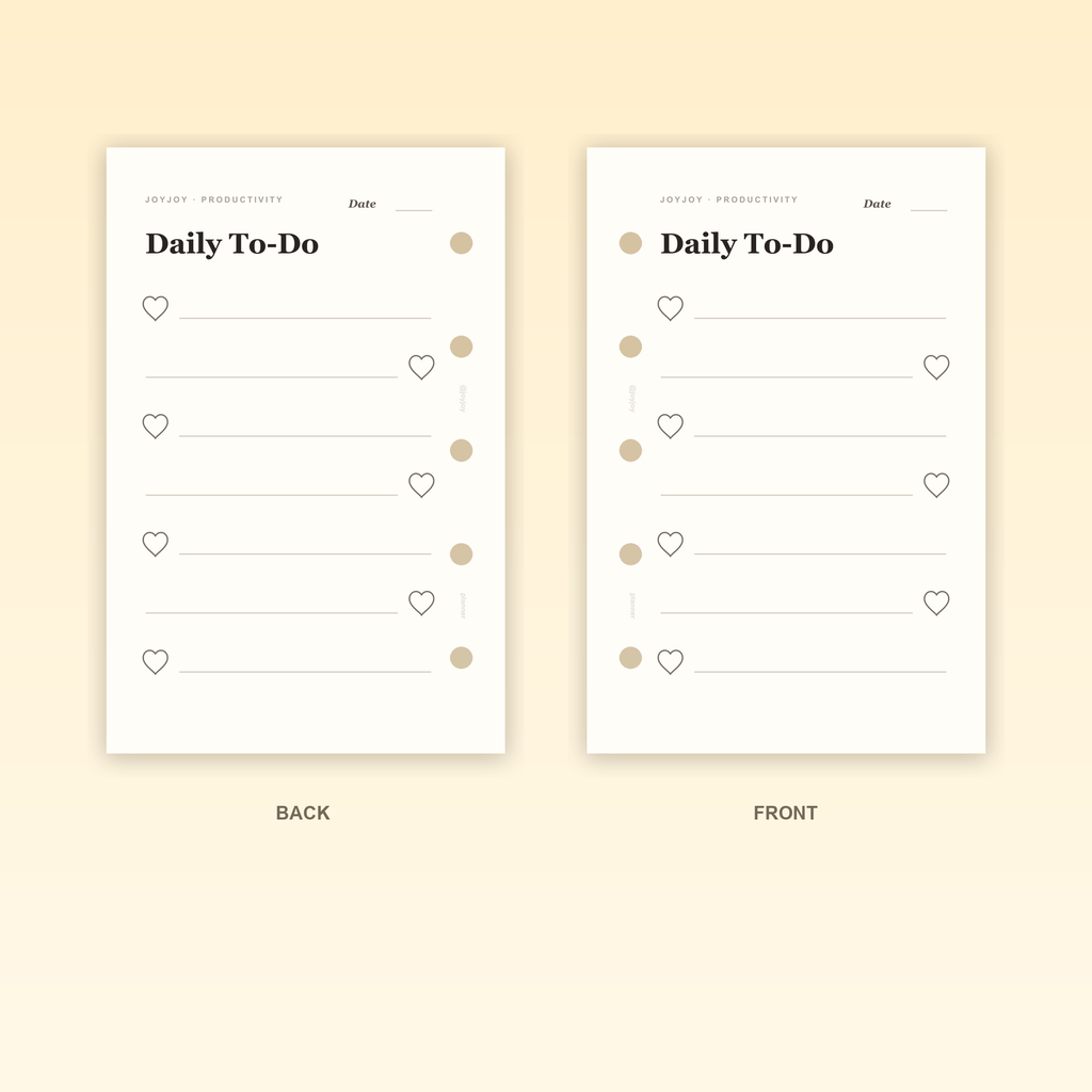 Daily To-Do M5 Mini 5 planner insert front and back design with five-hole punching