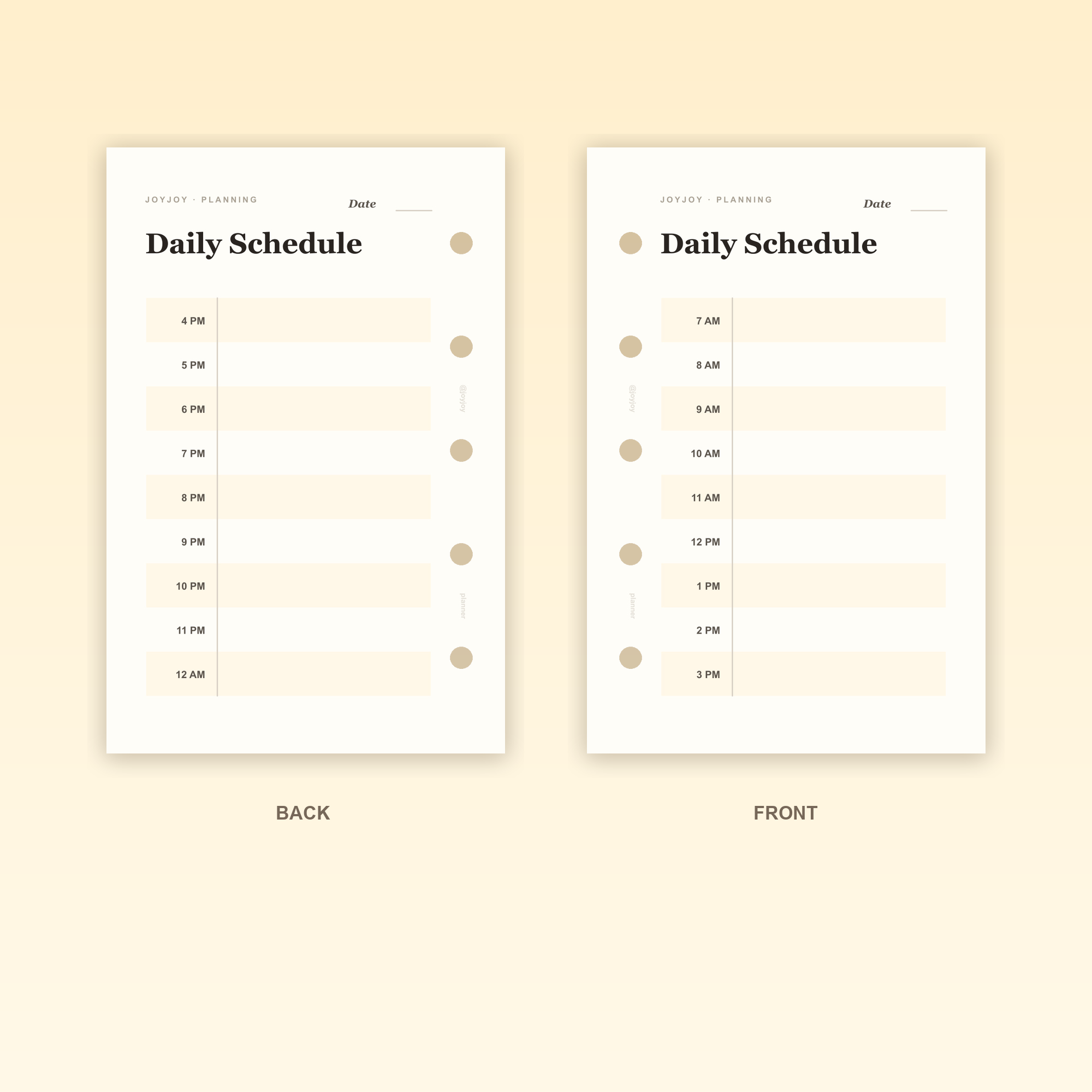Daily Schedule M5 Mini 5 planner insert front and back design with five-hole punching