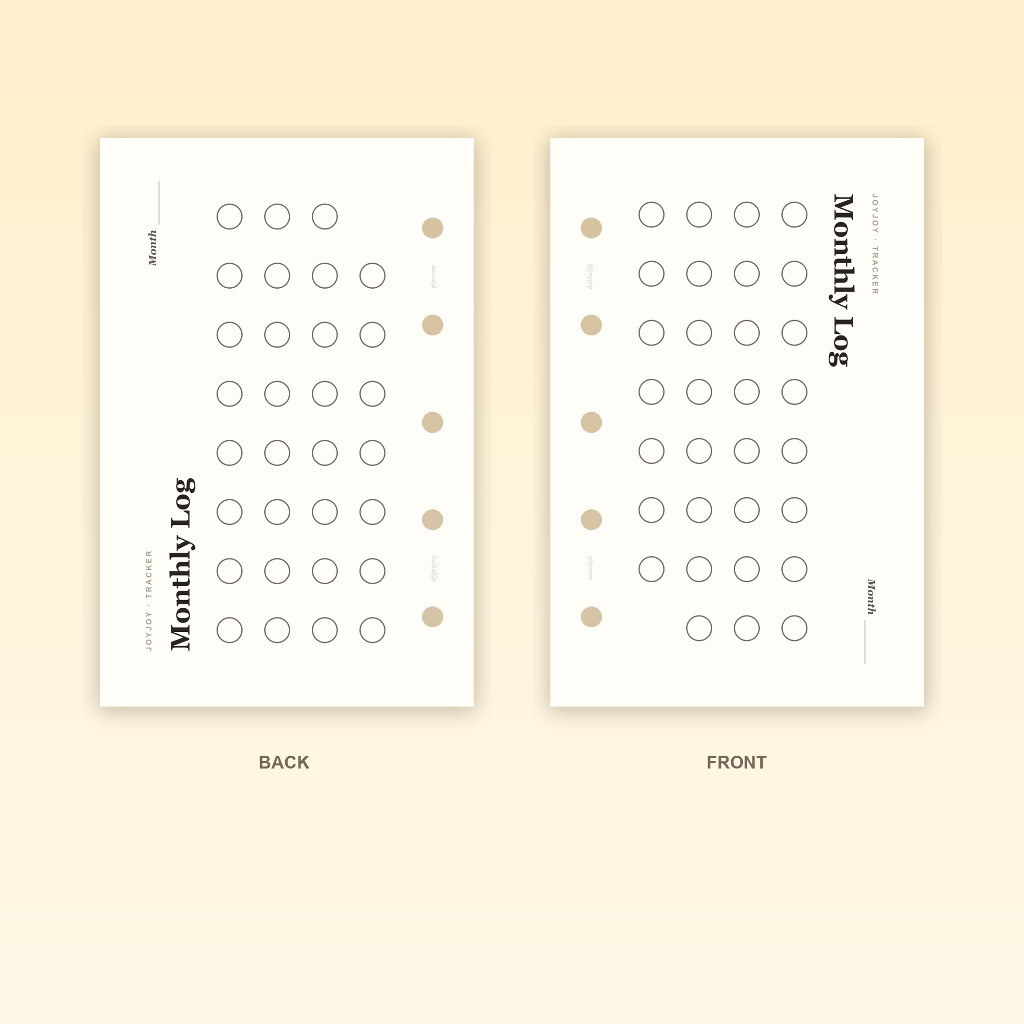 Monthly Log Landscape M5 Mini 5 planner insert front and back design with five-hole punching