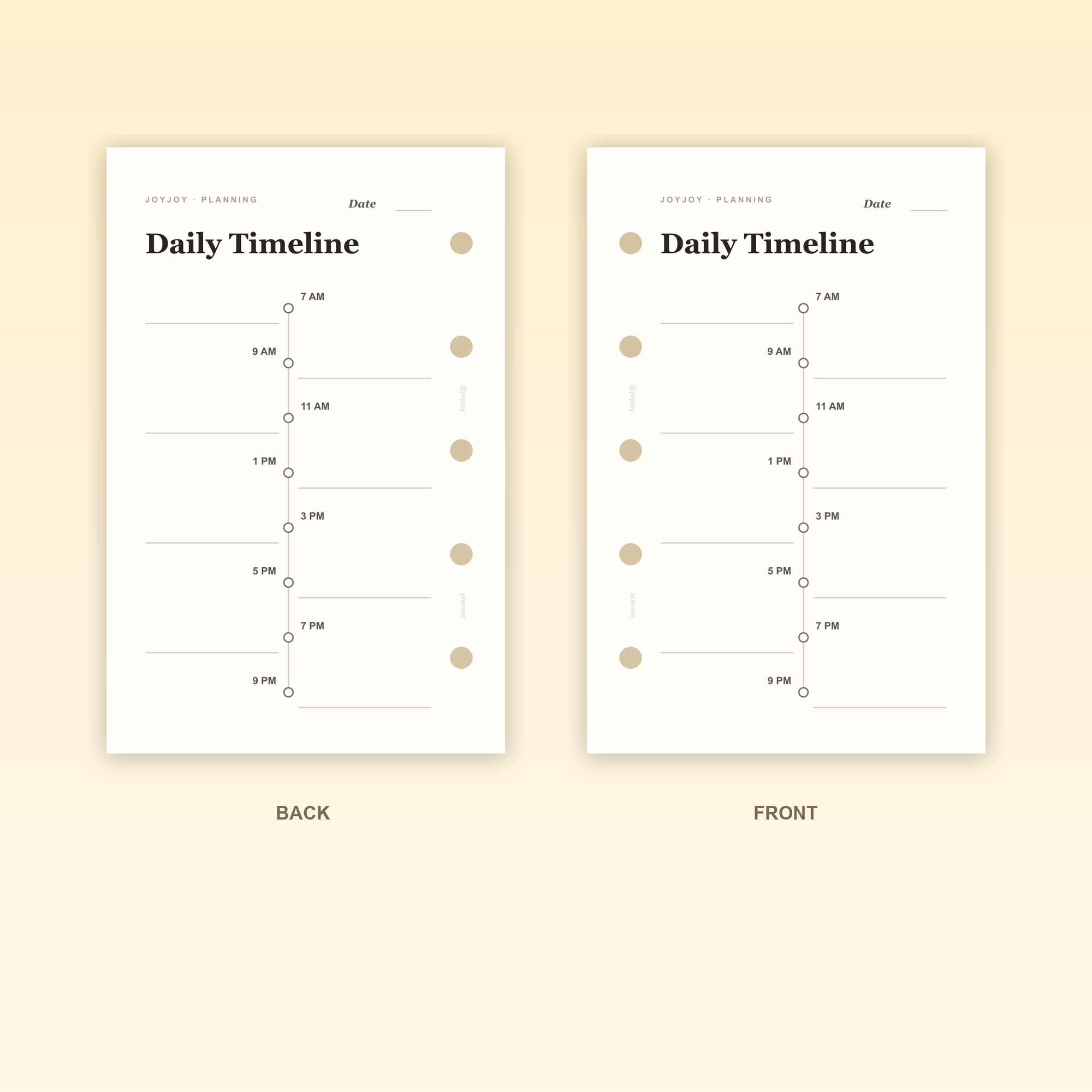 Daily Timeline M5 Mini 5 planner insert front and back design with five-hole punching