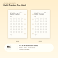 Habit Tracker One Habit M5 Mini 5 planner inserts, front and back, with size and pack information