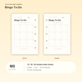 Bingo To-Do M5 Mini 5 planner inserts, front and back, with size and pack information