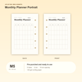 Monthly Planner Portrait M5 Mini 5 planner inserts with size, hole spacing and paper information
