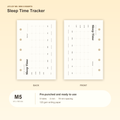 Sleep Time Tracker M5 Mini 5 planner inserts with size, hole spacing and paper information