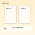 Daily To-Do M5 Mini 5 planner inserts, front and back, with size and pack information