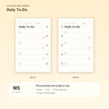 Daily To-Do M5 Mini 5 planner inserts with size, hole spacing and paper information