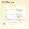 Habit Tracker Two Habits M5 Mini 5 planner inserts with size, hole spacing and paper information