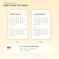 Habit Tracker Two Habits M5 Mini 5 planner inserts, front and back, with size and pack information