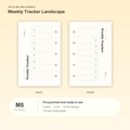 Weekly Tracker Landscape M5 Mini 5 planner inserts with size, hole spacing and paper information