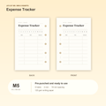 Expense Tracker M5 Mini 5 planner inserts with size, hole spacing and paper information