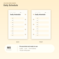 Daily Schedule M5 Mini 5 planner inserts with size, hole spacing and paper information