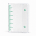 Mint Green A7 Clear Double-Snap 6-Ring Planner Binder Cover on a white background