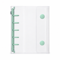 Mint Green M5 Clear Double-Snap 5-Ring Planner Binder Cover on a white background