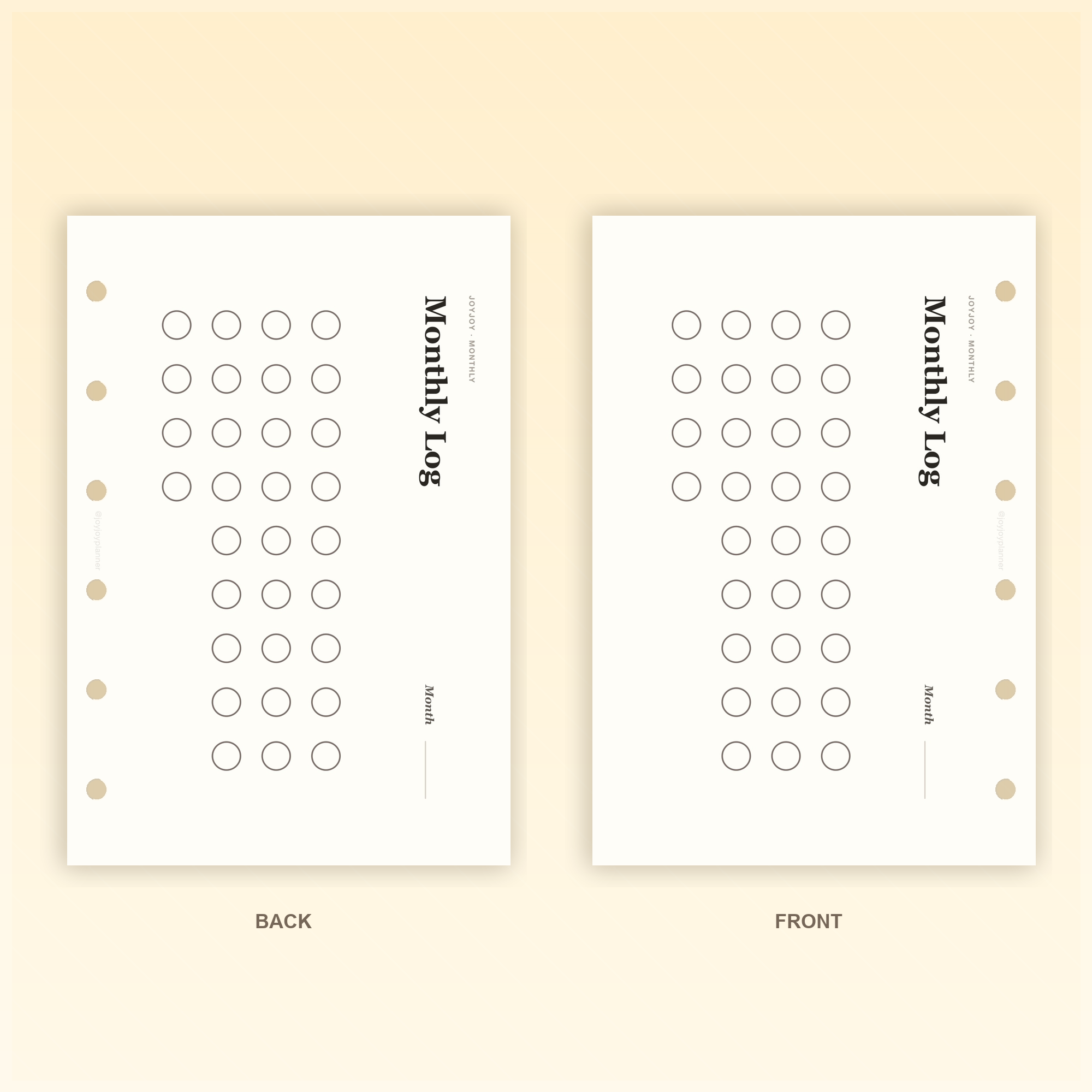 Monthly Log Landscape A7 pocket planner insert front and back design preview