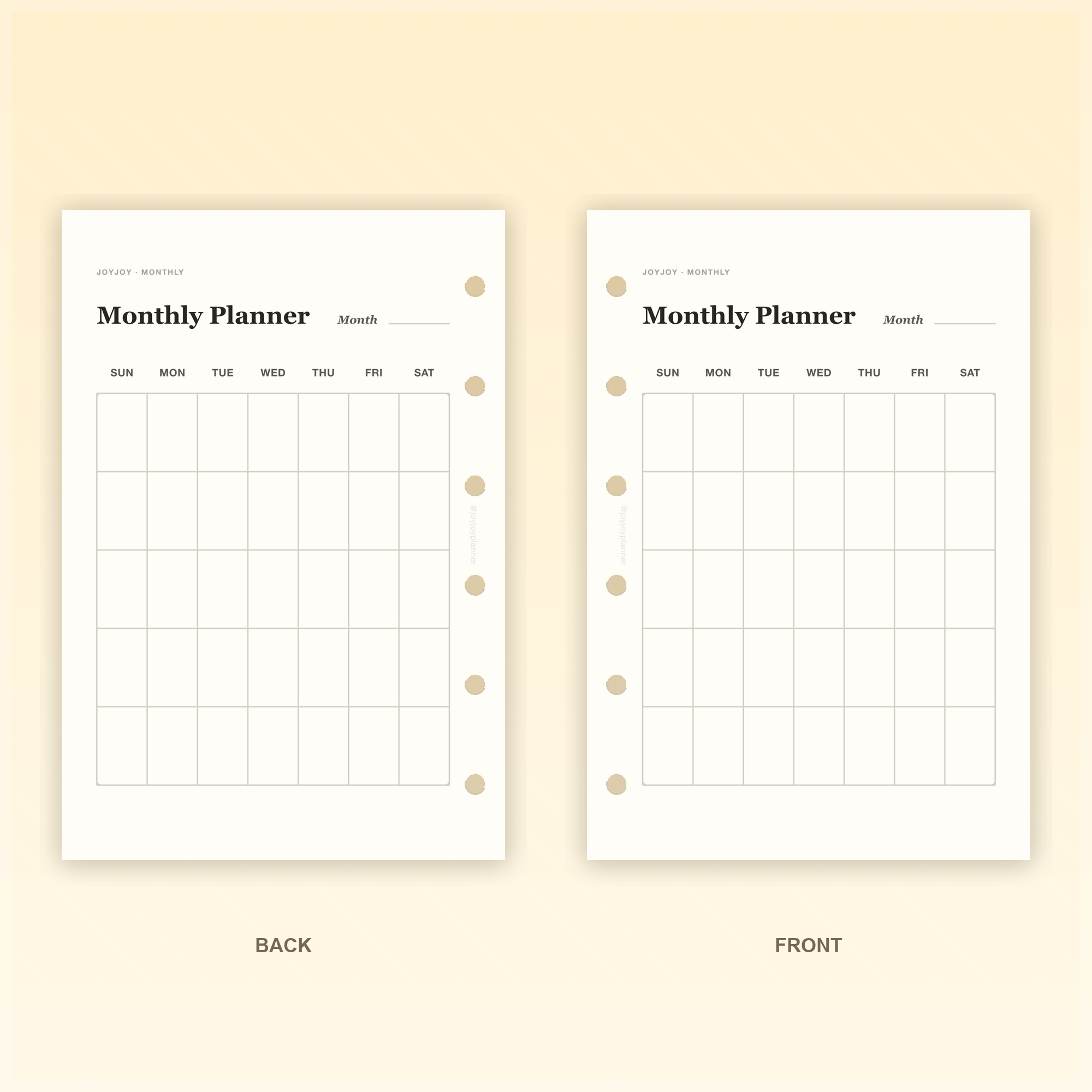 Monthly Planner Portrait A7 pocket planner insert front and back design preview