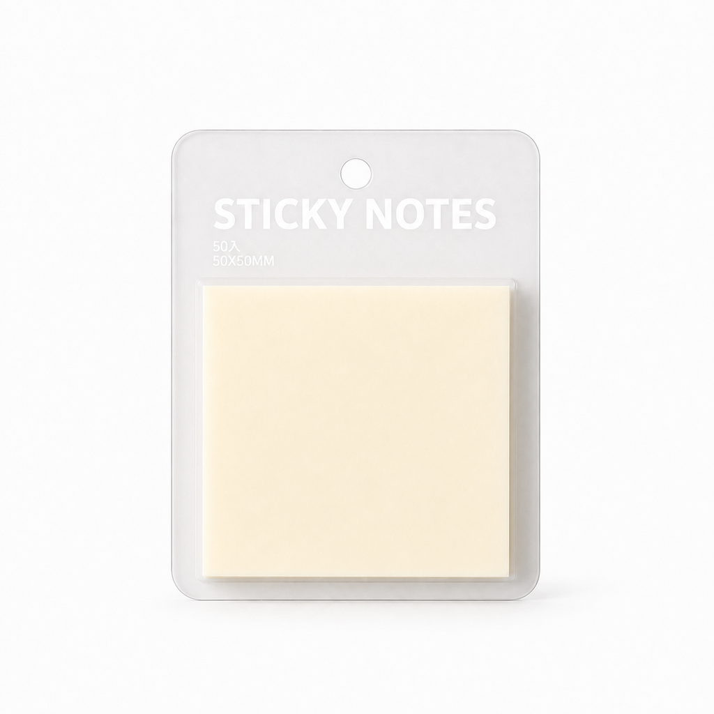 Ivory transparent sticky notes, 2 × 2 in, 50 sheets