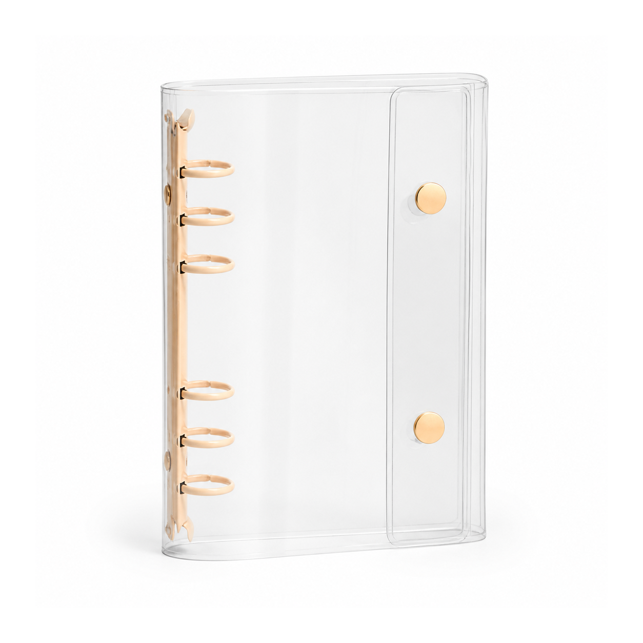 Mustard A6 Clear Double-Snap 6-Ring Planner Binder Cover on white background