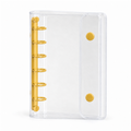 Mustard A7 Clear Double-Snap 6-Ring Planner Binder Cover on a white background