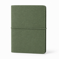 Olive Green A7 Pocket six-ring planner cover with elastic closure on a white background