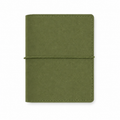 Olive Green M5 Wide five-ring planner cover with elastic closure on a white background