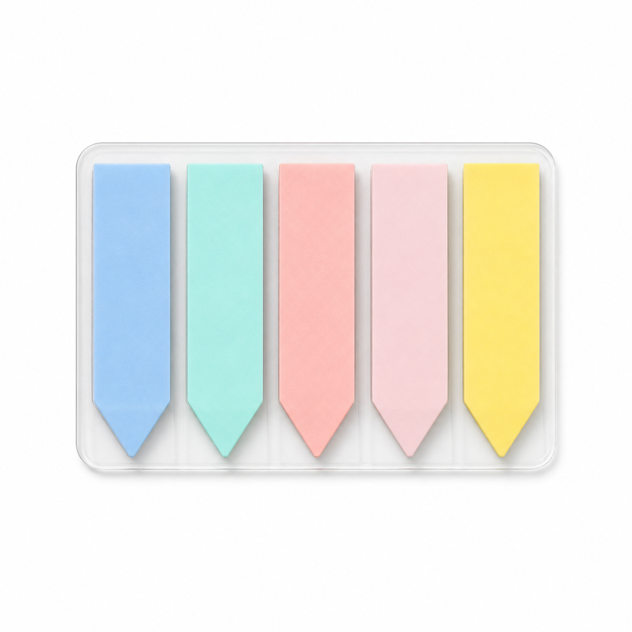 Arrow-tip pastel sticky page tabs in five colors, 100 sheets