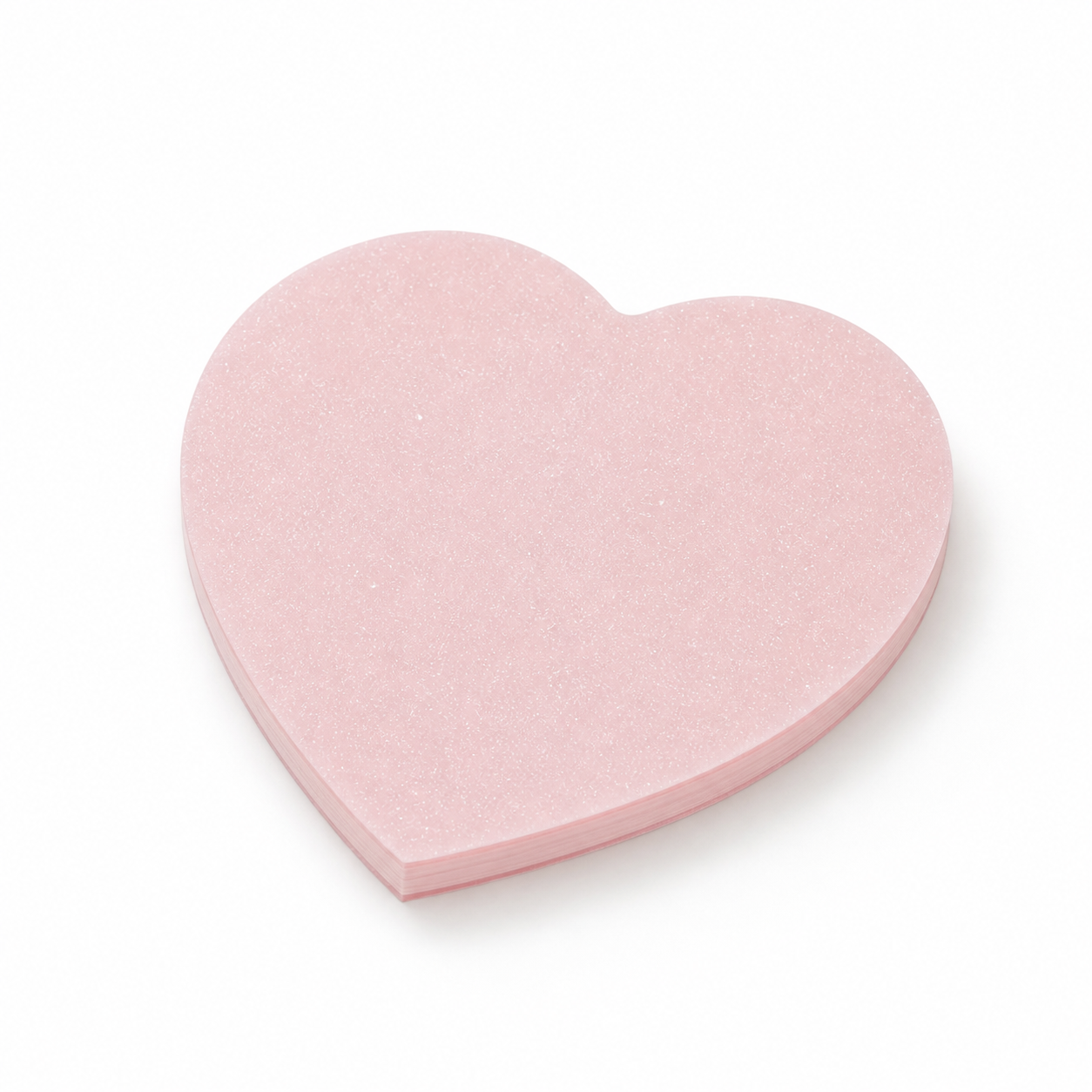Peach pink pearl glitter transparent sticky notes in a heart shape