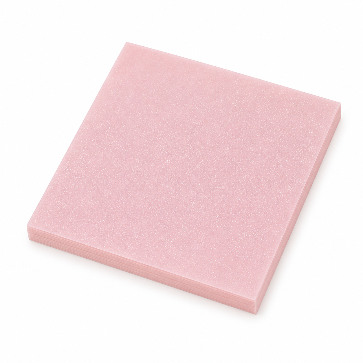 Peach pink pearl glitter transparent sticky notes in a medium square shape