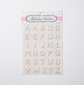 White pearl uppercase alphabet letter sticker sheet with 31 self-adhesive letters