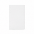 Clear A6 six-ring planner dividers with six side tabs on a white background