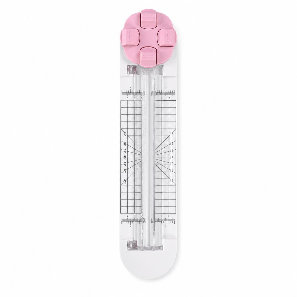 Pink 4-in-1 rotary paper trimmer with straight, perforating, wave, and scoring blades