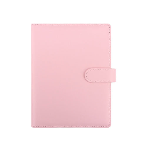 Soft pink A5 macaron planner binder cover on a white background