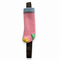 Real photo of pink sock planner pen holder and elastic band on a white background