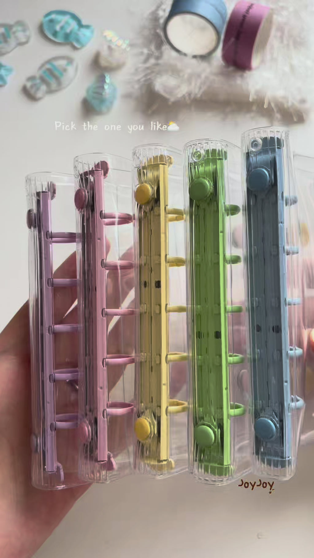 M5 Clear Double-Snap 5-Ring Planner Binder demonstration shown in Purple; green product images show the selected color; cover only, inserts sold separately