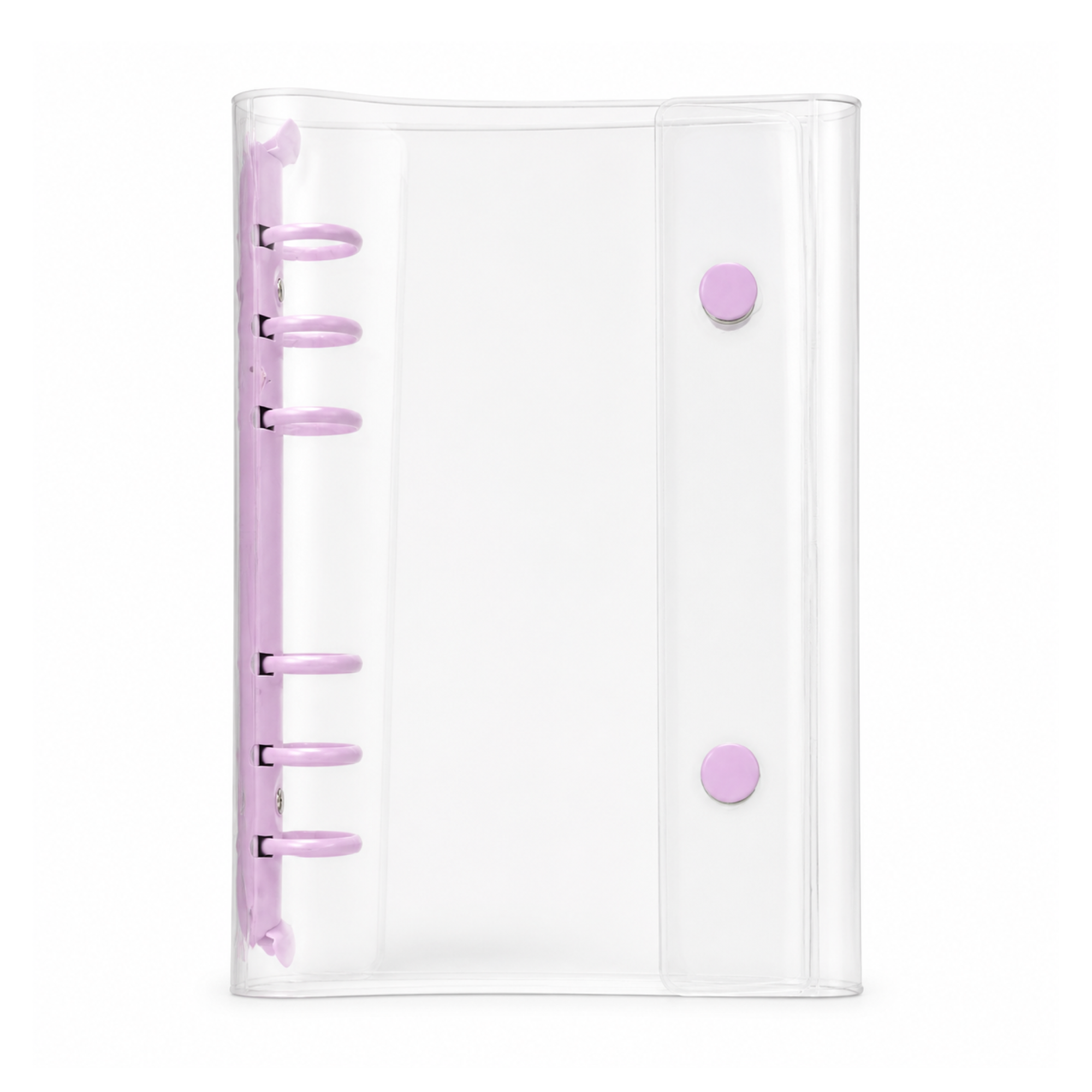Purple A6 Clear Double-Snap 6-Ring Planner Binder Cover on a white background