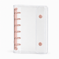 Rose Gold A7 Clear Double-Snap 6-Ring Planner Binder Cover on a white background