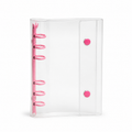 Rose Red A6 Clear Double-Snap 6-Ring Planner Binder Cover on white background