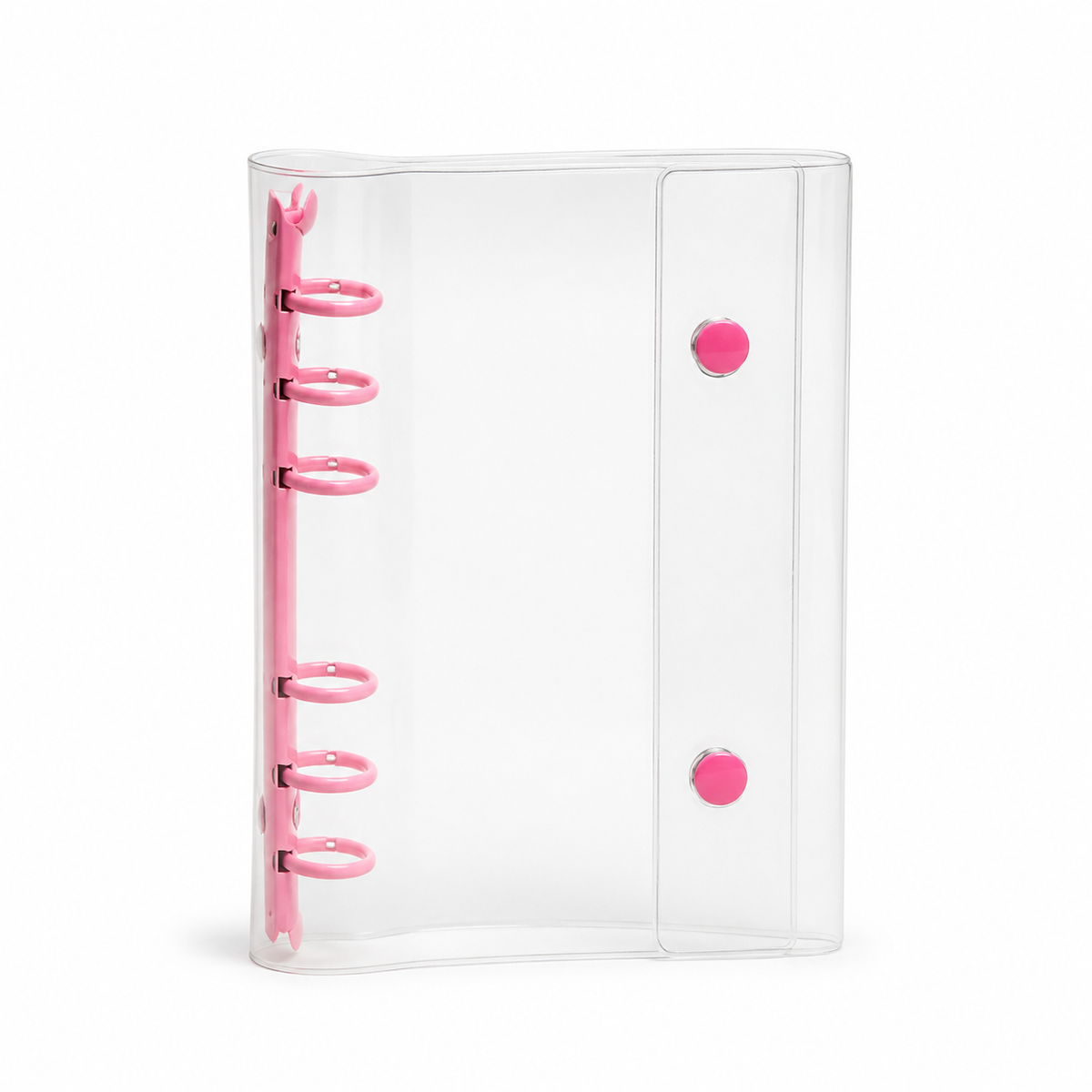 Rose Red A6 Clear Double-Snap 6-Ring Planner Binder Cover on white background