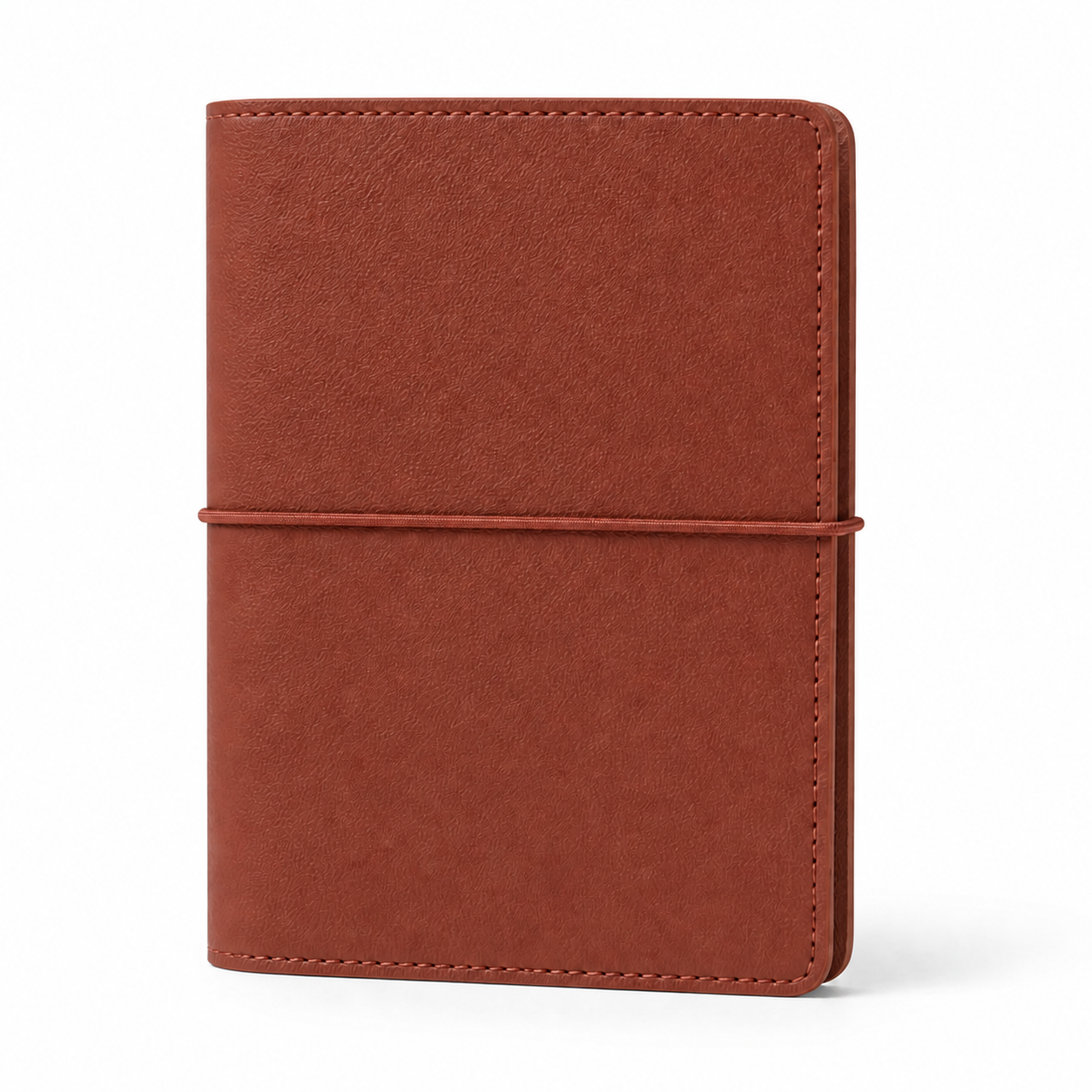 Rust Brown A7 Pocket six-ring planner cover with elastic closure on a white background