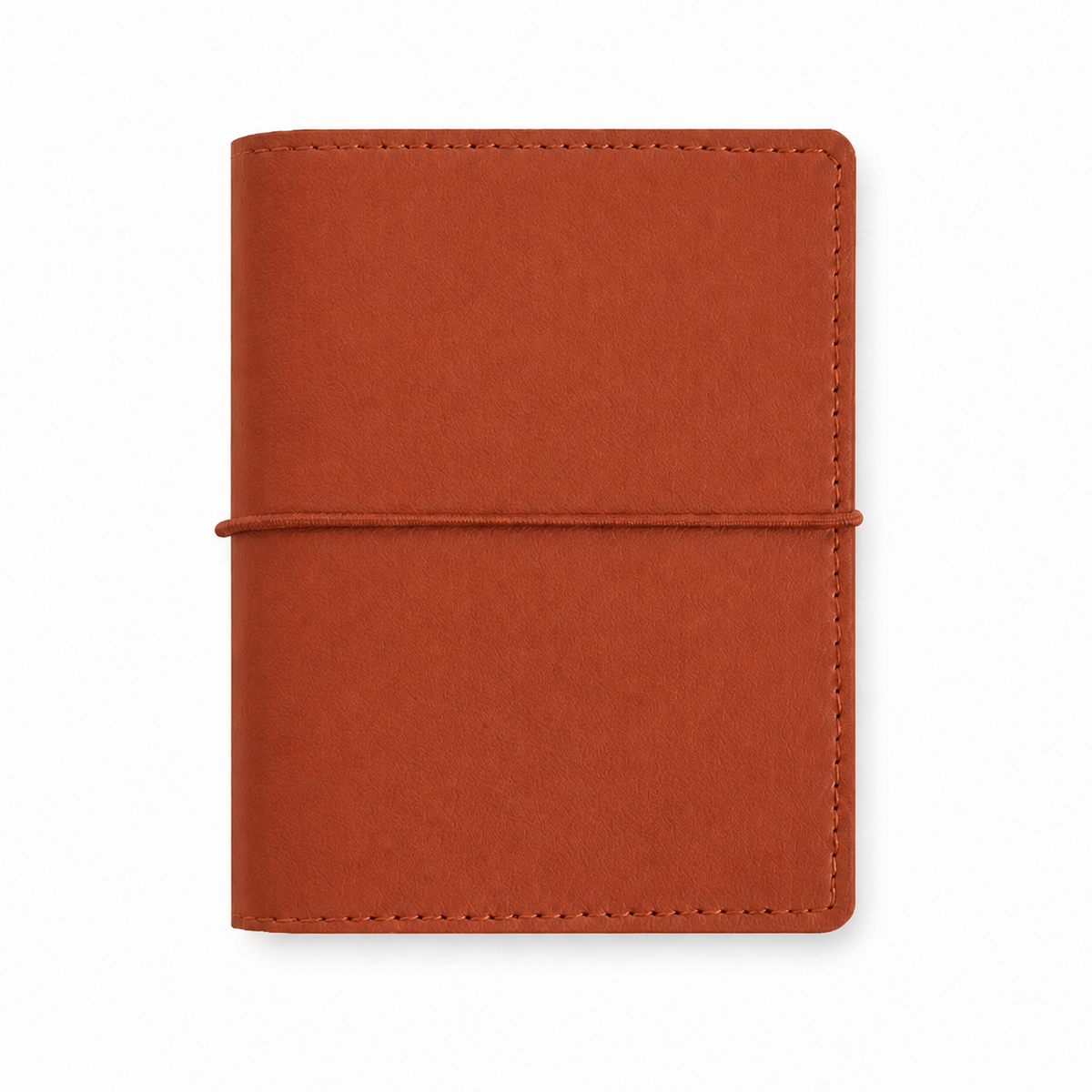 Rust Brown M5 Wide five-ring planner cover with elastic closure on a white background