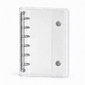Silver A7 Clear Double-Snap 6-Ring Planner Binder Cover on a white background